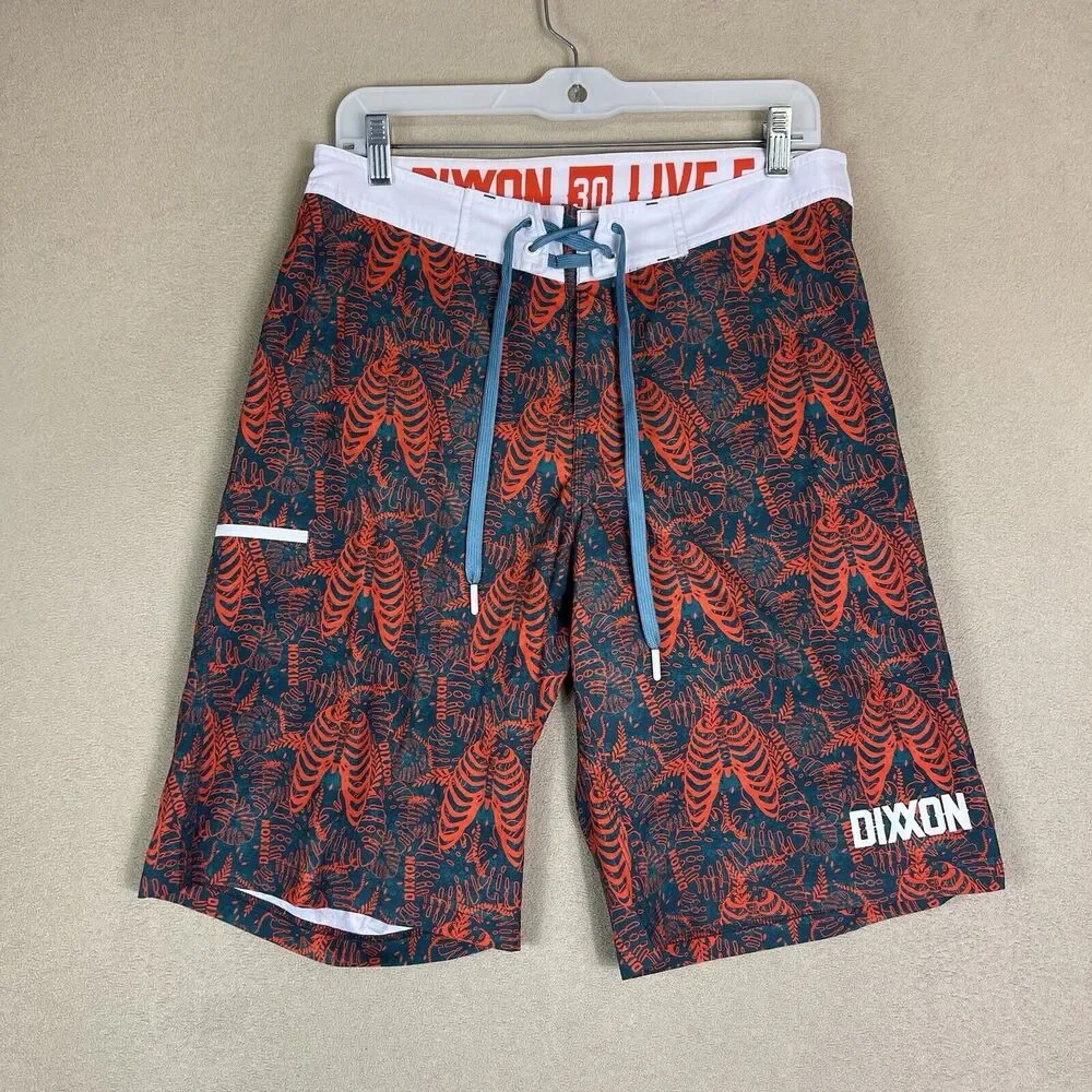 Dixxon Short Mens 30 Multicolor Graphic Print‎ Drawstring Unlined Board Shorts